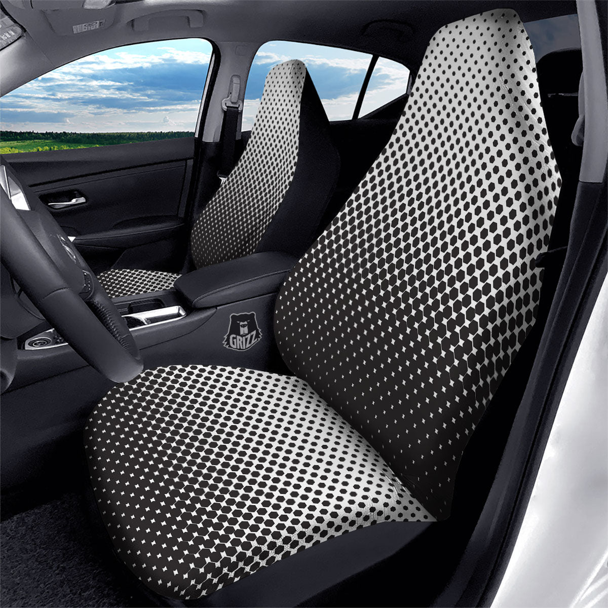 Pentagon Halftone Print Car Seat Covers-grizzshop