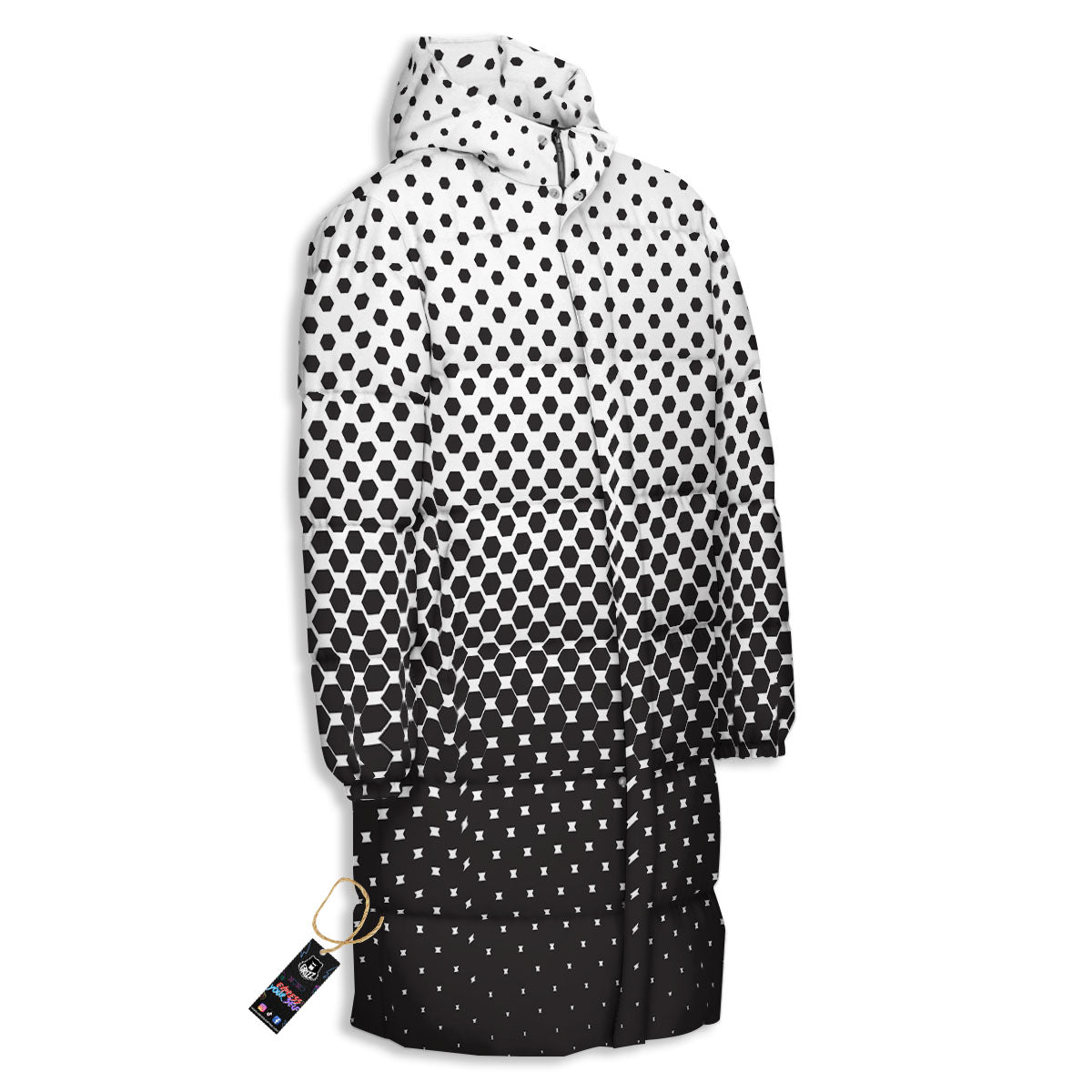 Pentagon Halftone Print Long Down Jacket-grizzshop