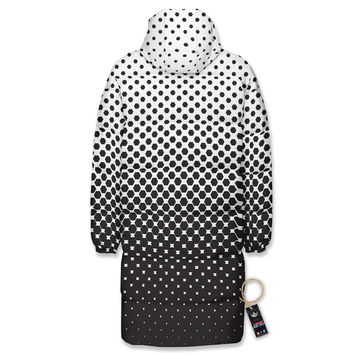 Pentagon Halftone Print Long Down Jacket-grizzshop