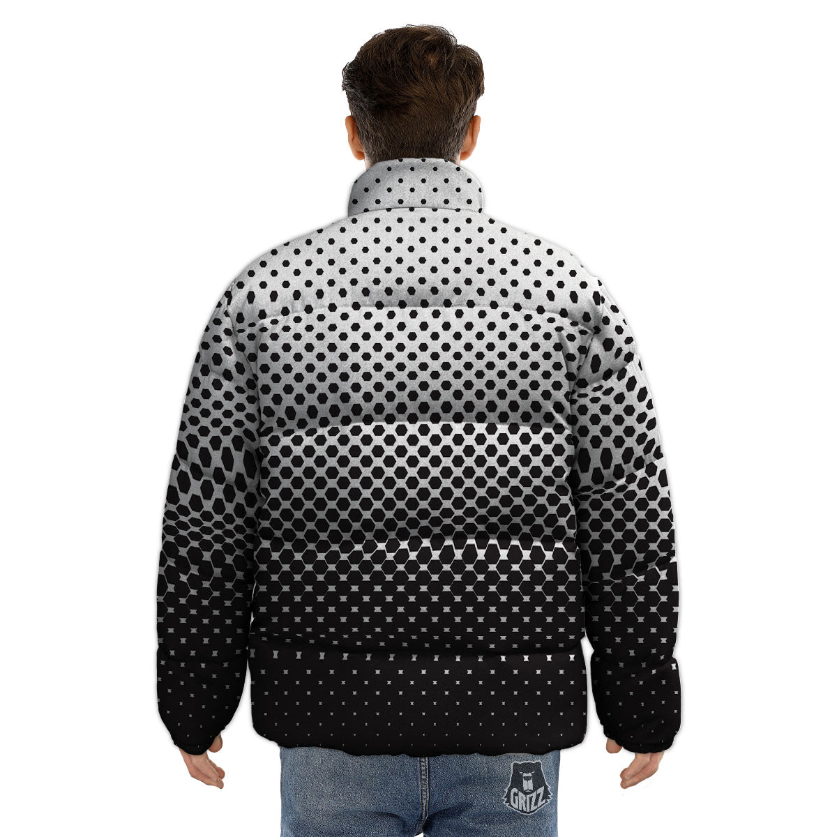 Pentagon Halftone Print Puffer Jacket-grizzshop