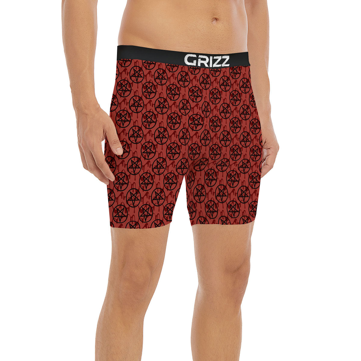 Pentagram Bloody Satanic Print Pattern Boxer Briefs-grizzshop