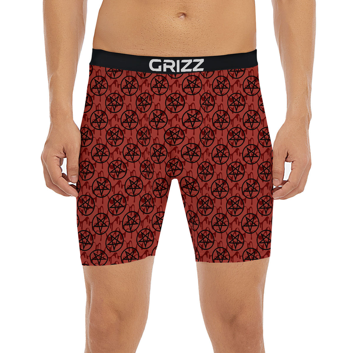 Pentagram Bloody Satanic Print Pattern Boxer Briefs-grizzshop