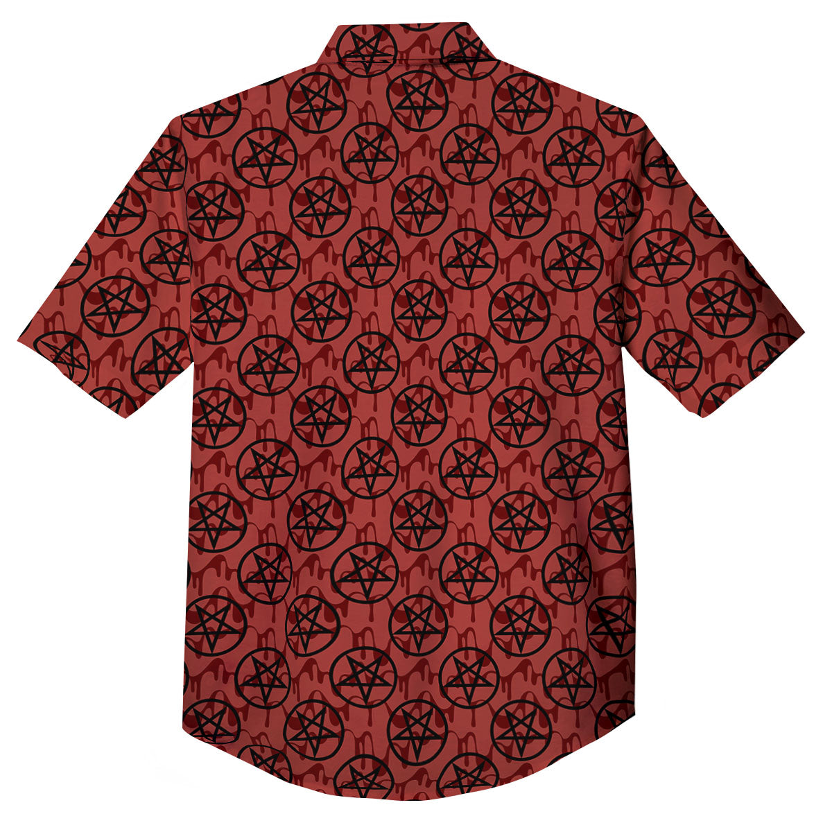 Pentagram Bloody Satanic Print Pattern Button Up Shirt-grizzshop
