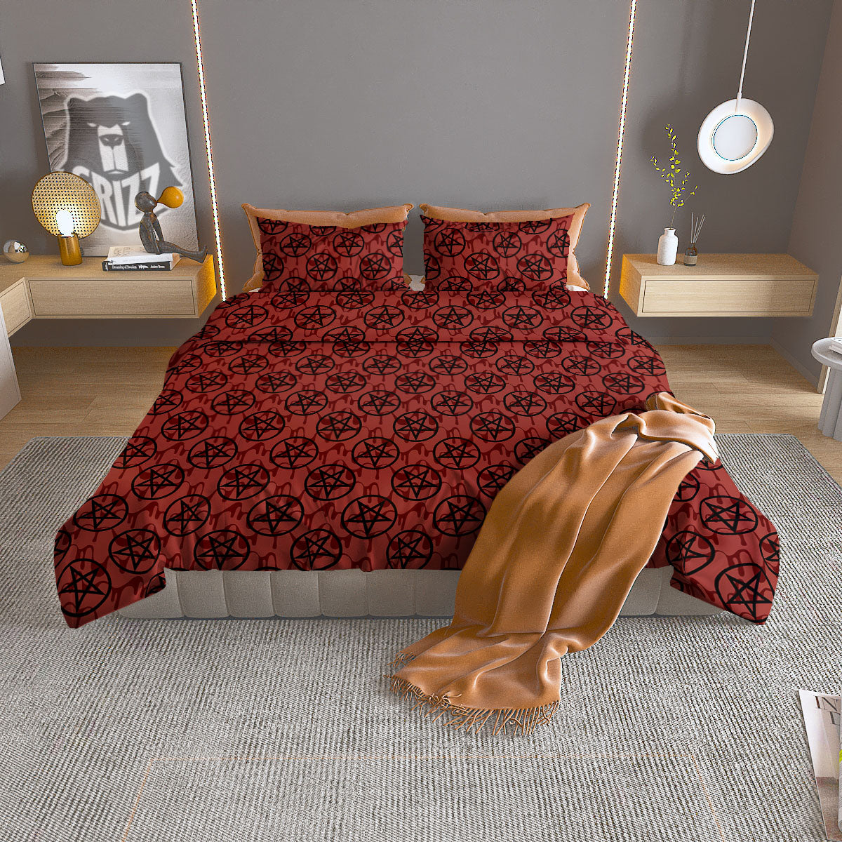 Orchid Golden Print Pattern Duvet Cover Bedding Set