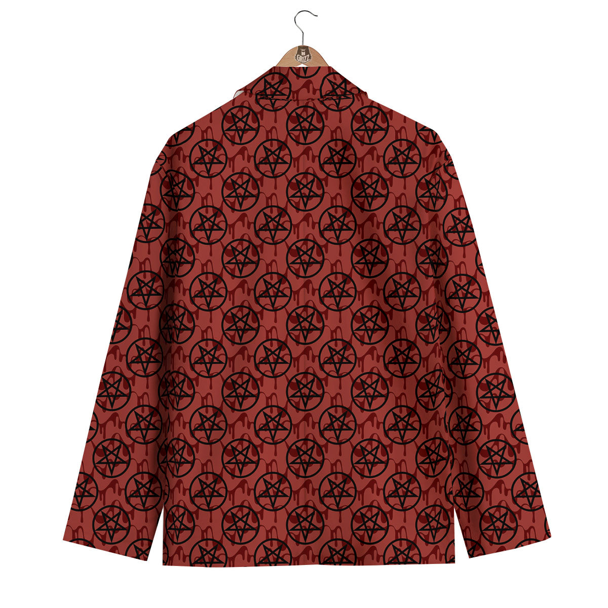 Pentagram Bloody Satanic Print Pattern Men's Blazer-grizzshop