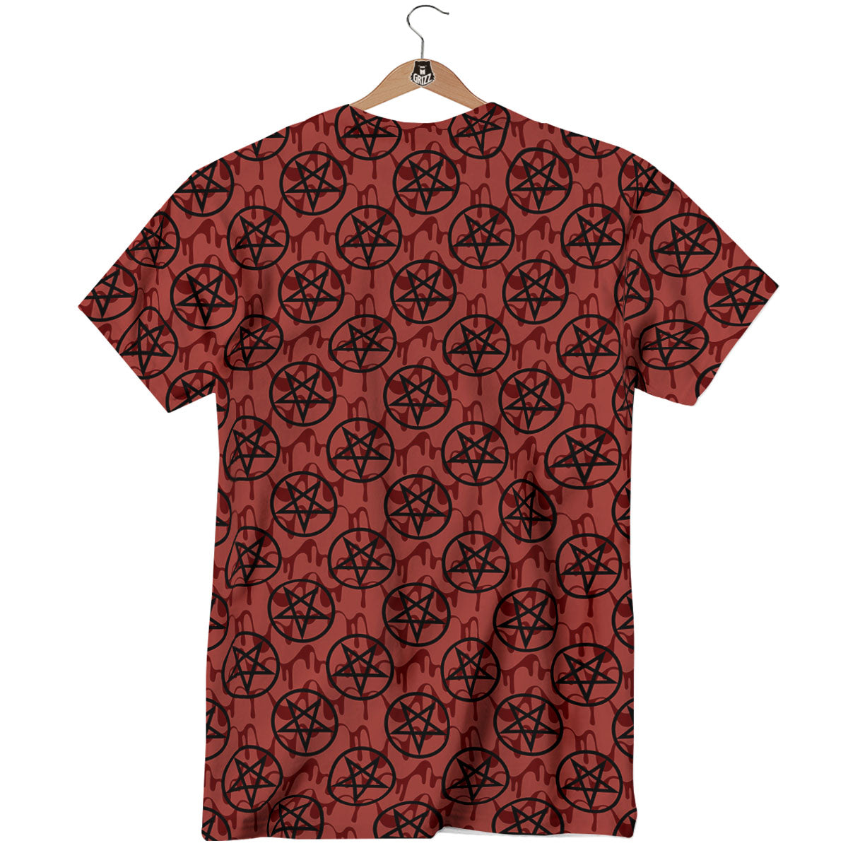 Pentagram Bloody Satanic Print Pattern T-Shirt-grizzshop