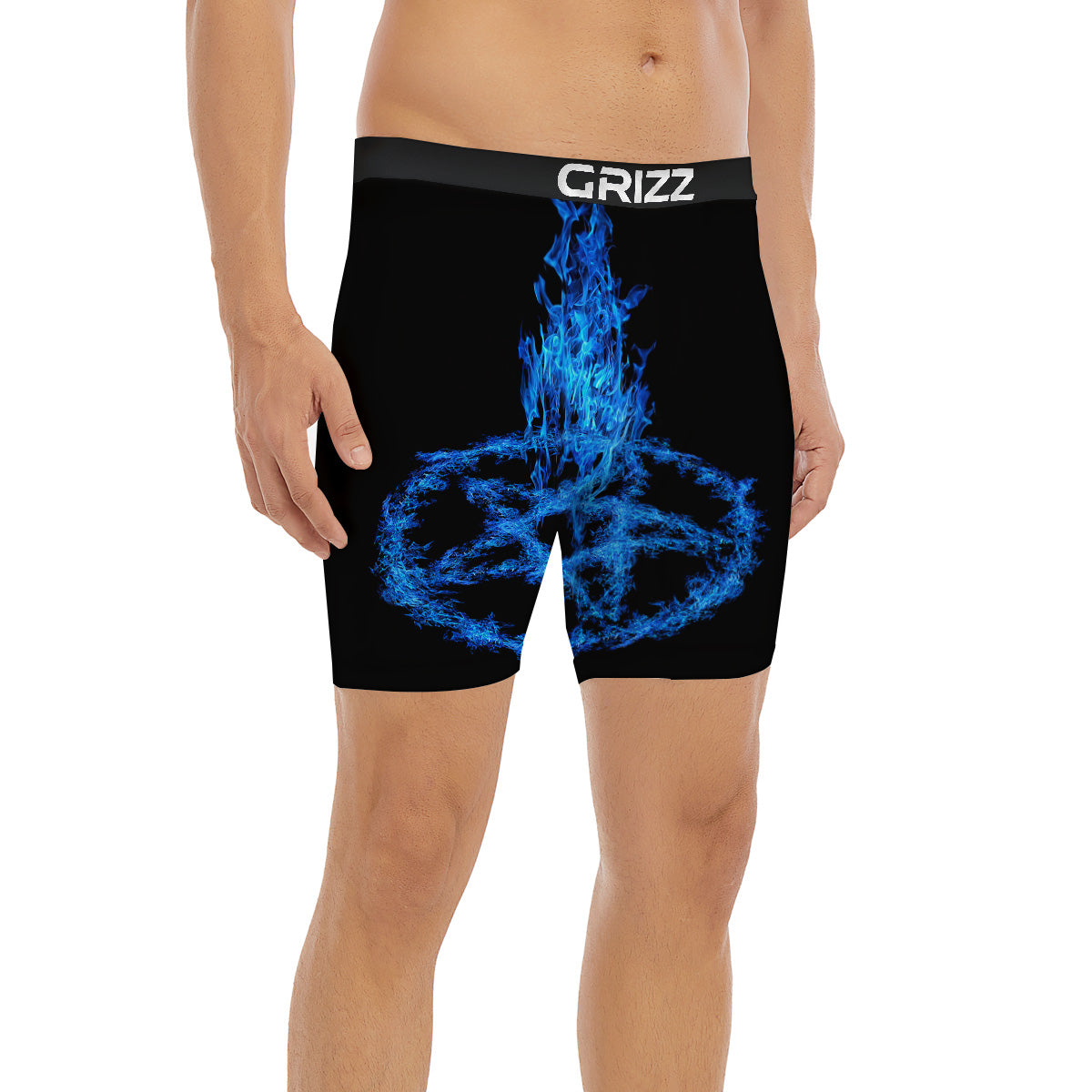 Pentagram Blue Flame Print Boxer Briefs-grizzshop