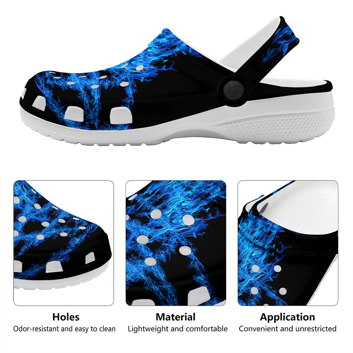 Pentagram Blue Flame Print Clog-grizzshop