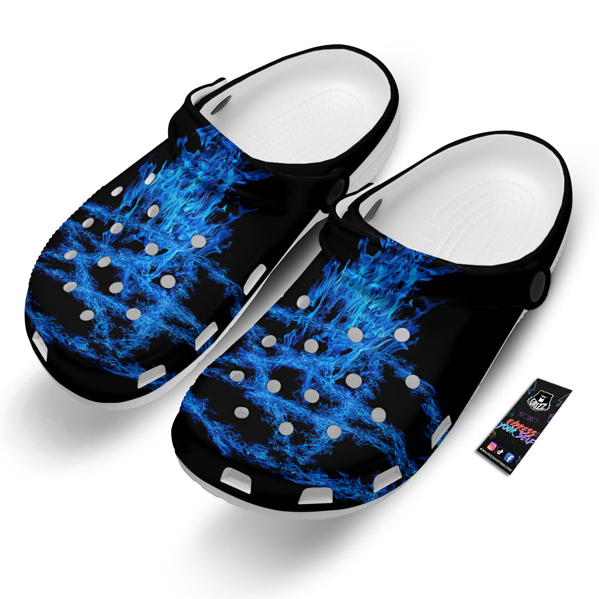 Pentagram Blue Flame Print Clog-grizzshop