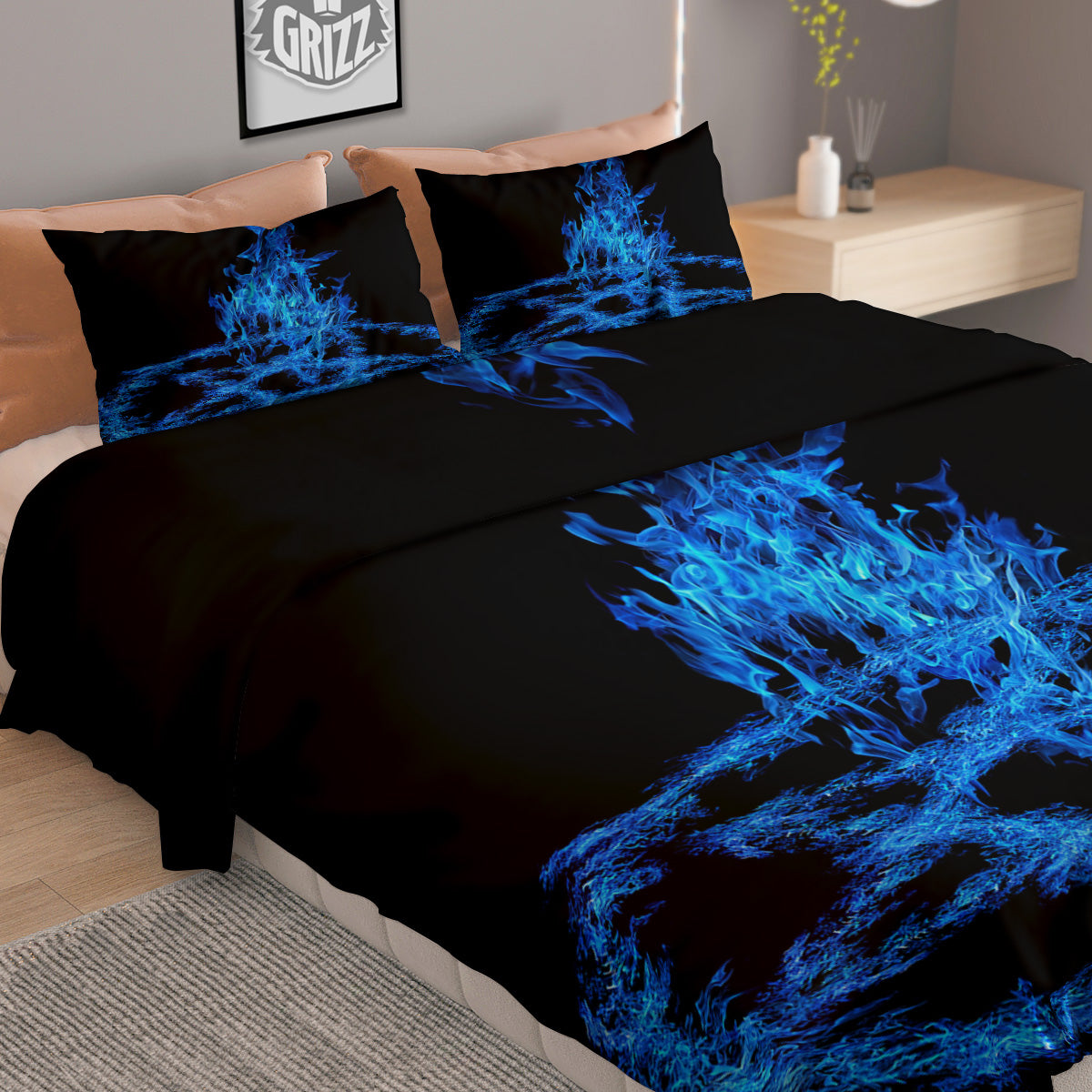 Orthodox Black And Gold Print Pattern Duvet Cover Bedding Set