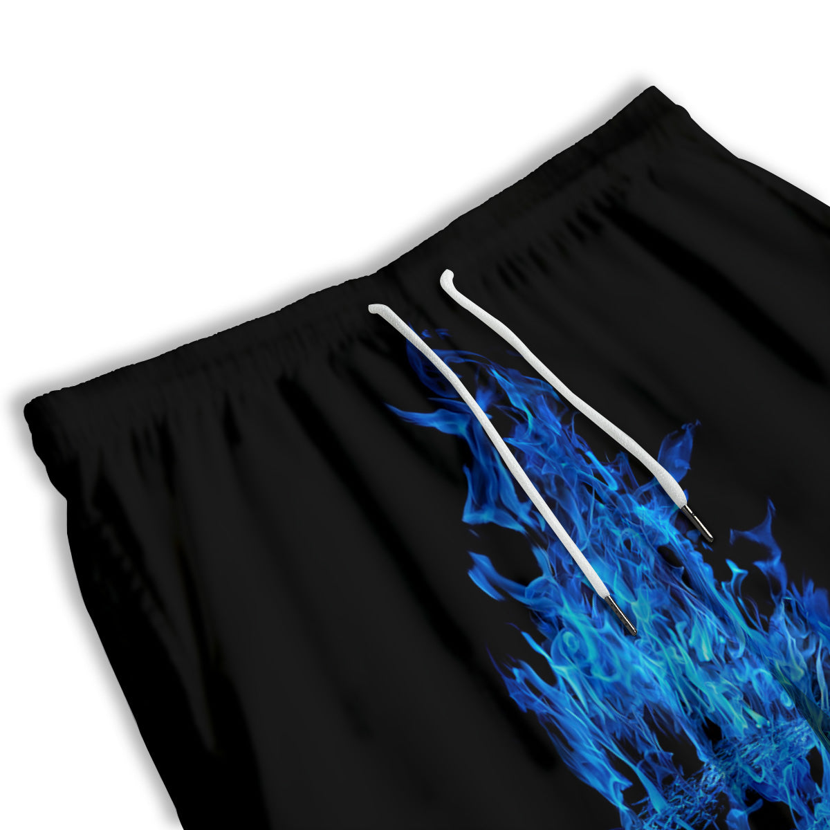 Pentagram Blue Flame Print Men's Athletic Shorts