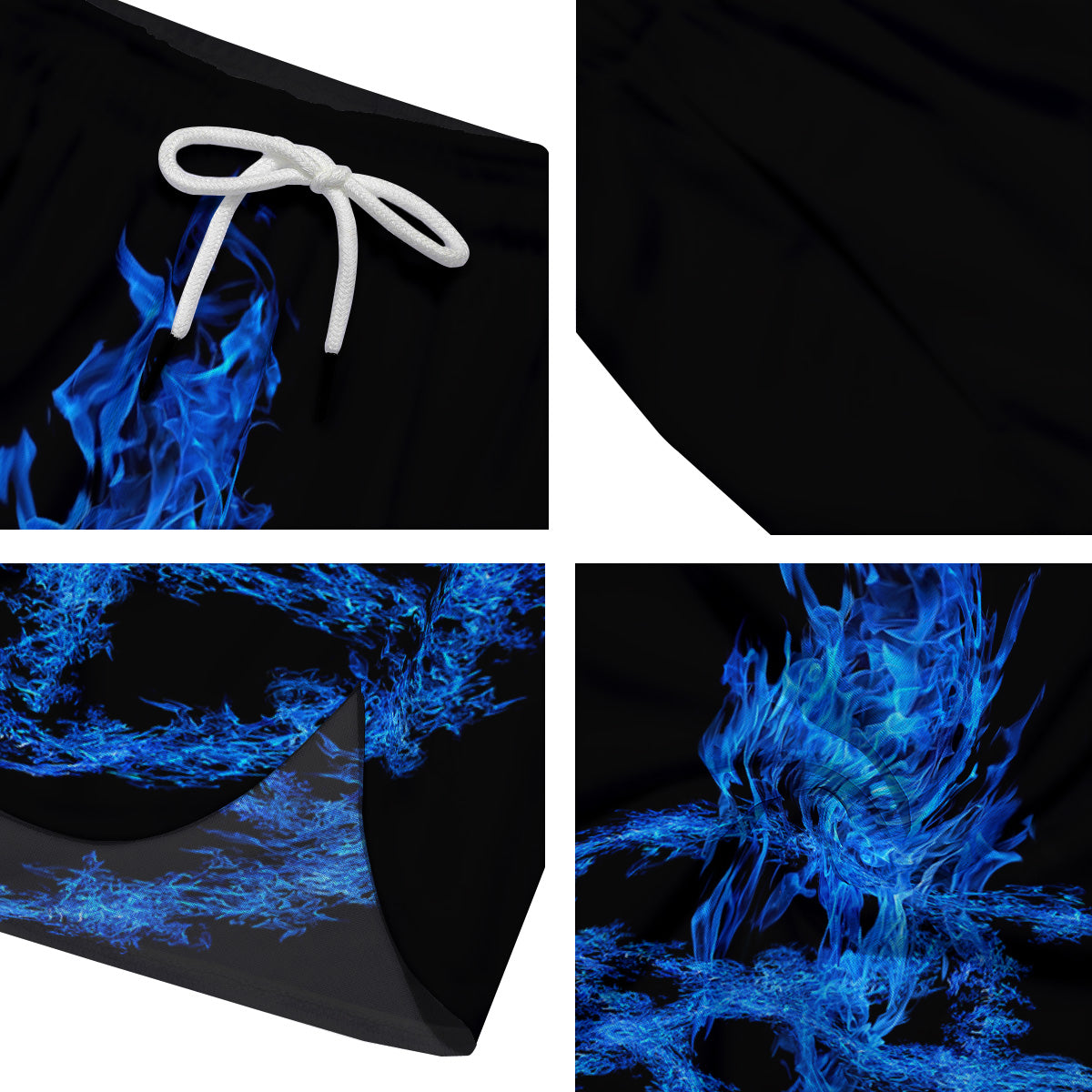 Pentagram Blue Flame Print Men's Running Shorts-grizzshop