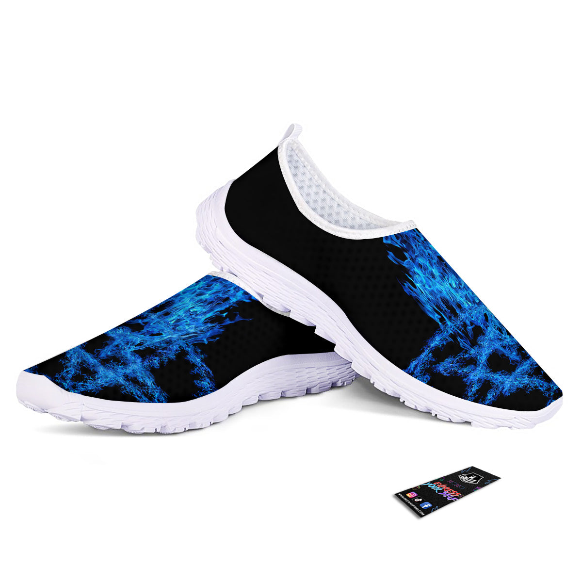 Pentagram Blue Flame Print Nurse Shoes-grizzshop