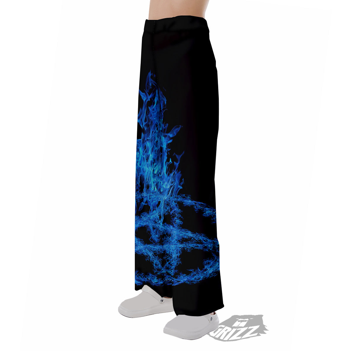 Pentagram Blue Flame Print Pajama Pants-grizzshop