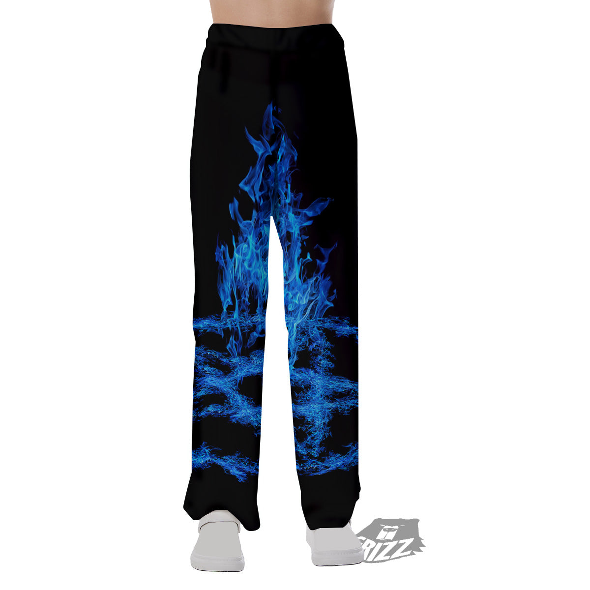 Pentagram Blue Flame Print Pajama Pants-grizzshop