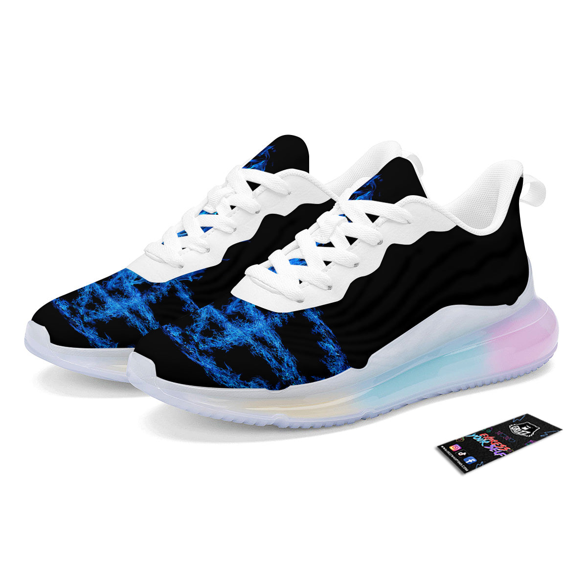 Pentagram Blue Flame Print Running Sneakers-grizzshop
