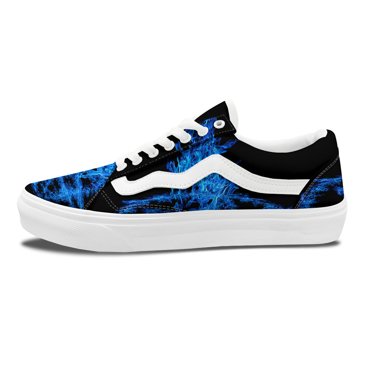 Pentagram Blue Flame Print Skate Shoes-grizzshop