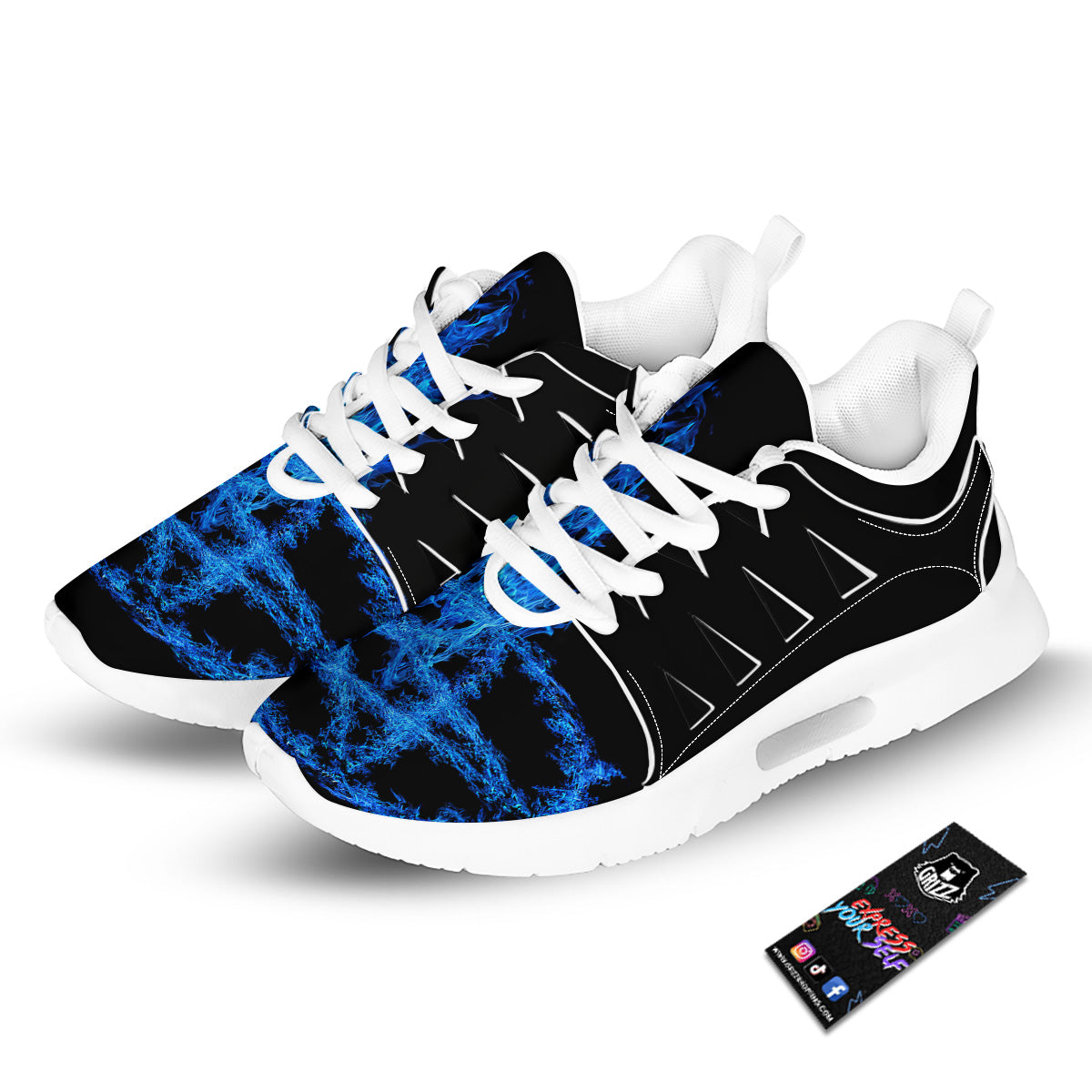 Pentagram Blue Flame Print Tennis Shoes-grizzshop