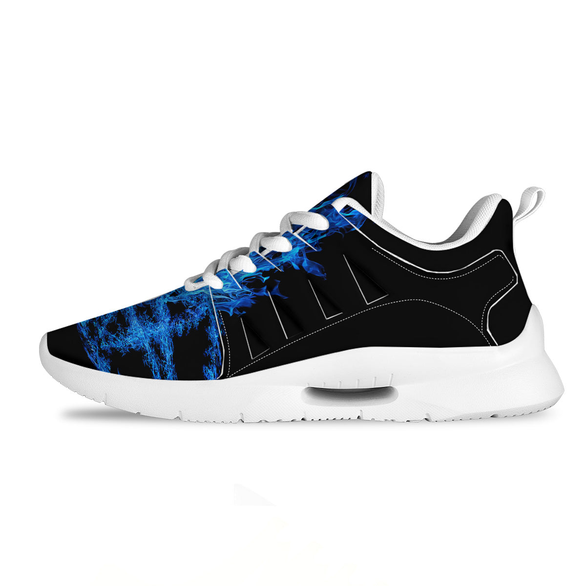 Pentagram Blue Flame Print Tennis Shoes-grizzshop