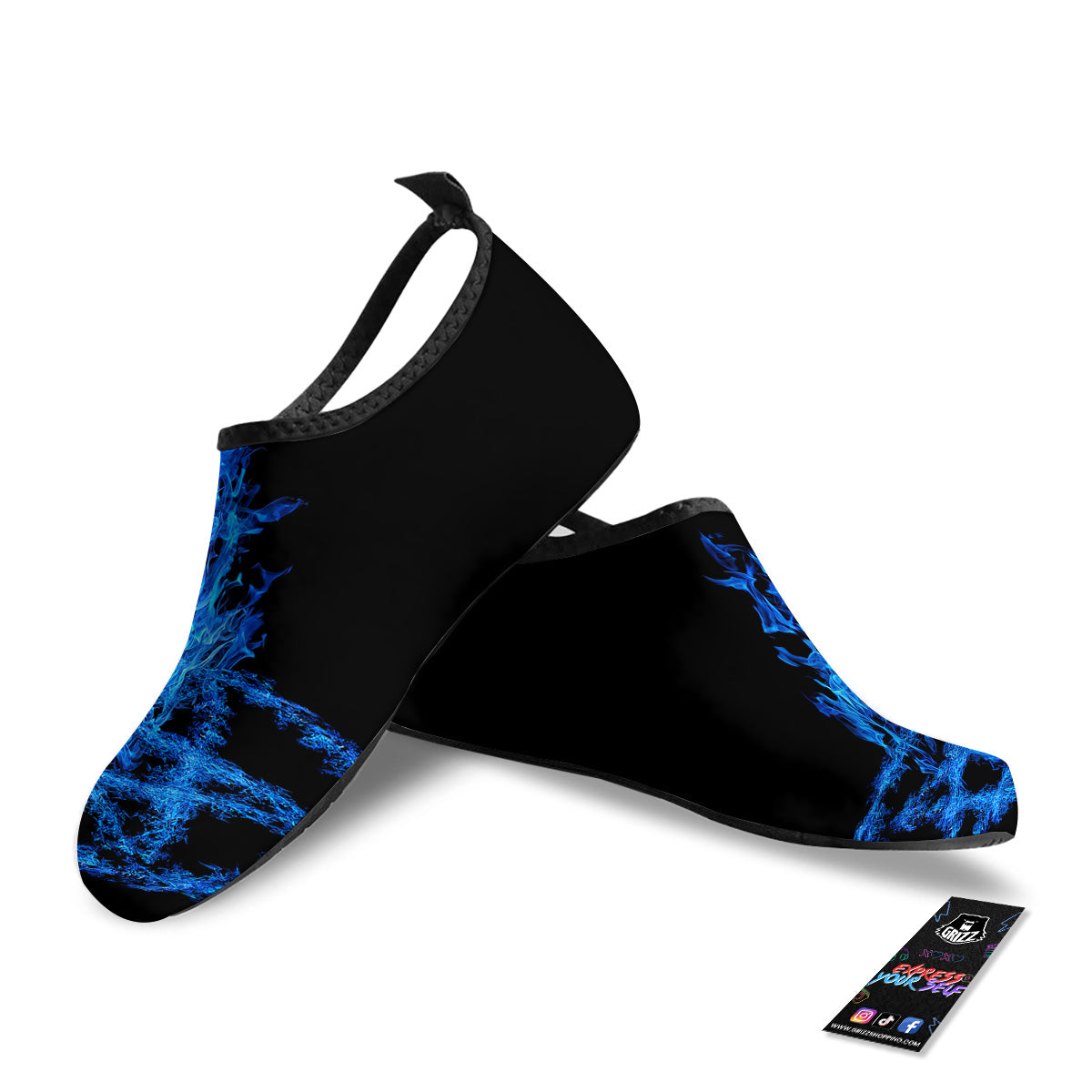 Pentagram Blue Flame Print Water Shoes-grizzshop