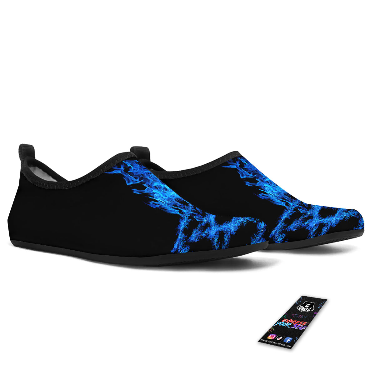 Pentagram Blue Flame Print Water Shoes-grizzshop