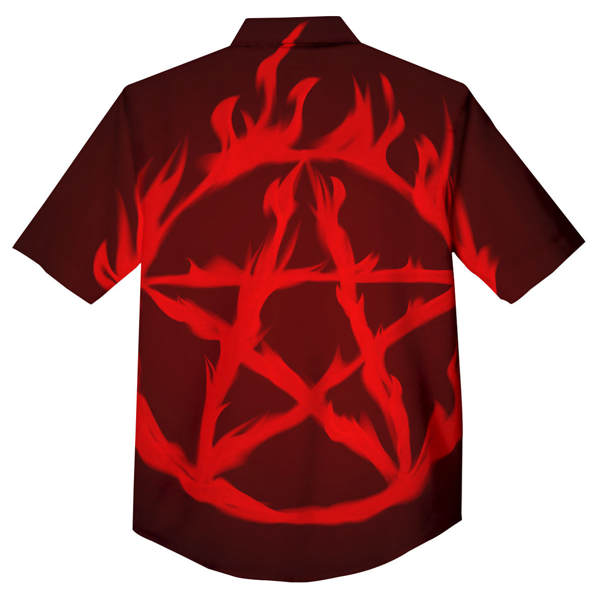 Pentagram Fiery Reversed Print Button Up Shirt-grizzshop