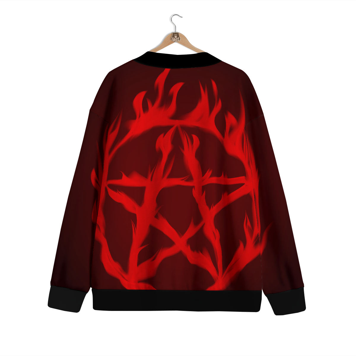 Pentagram Fiery Reversed Print Cardigan-grizzshop