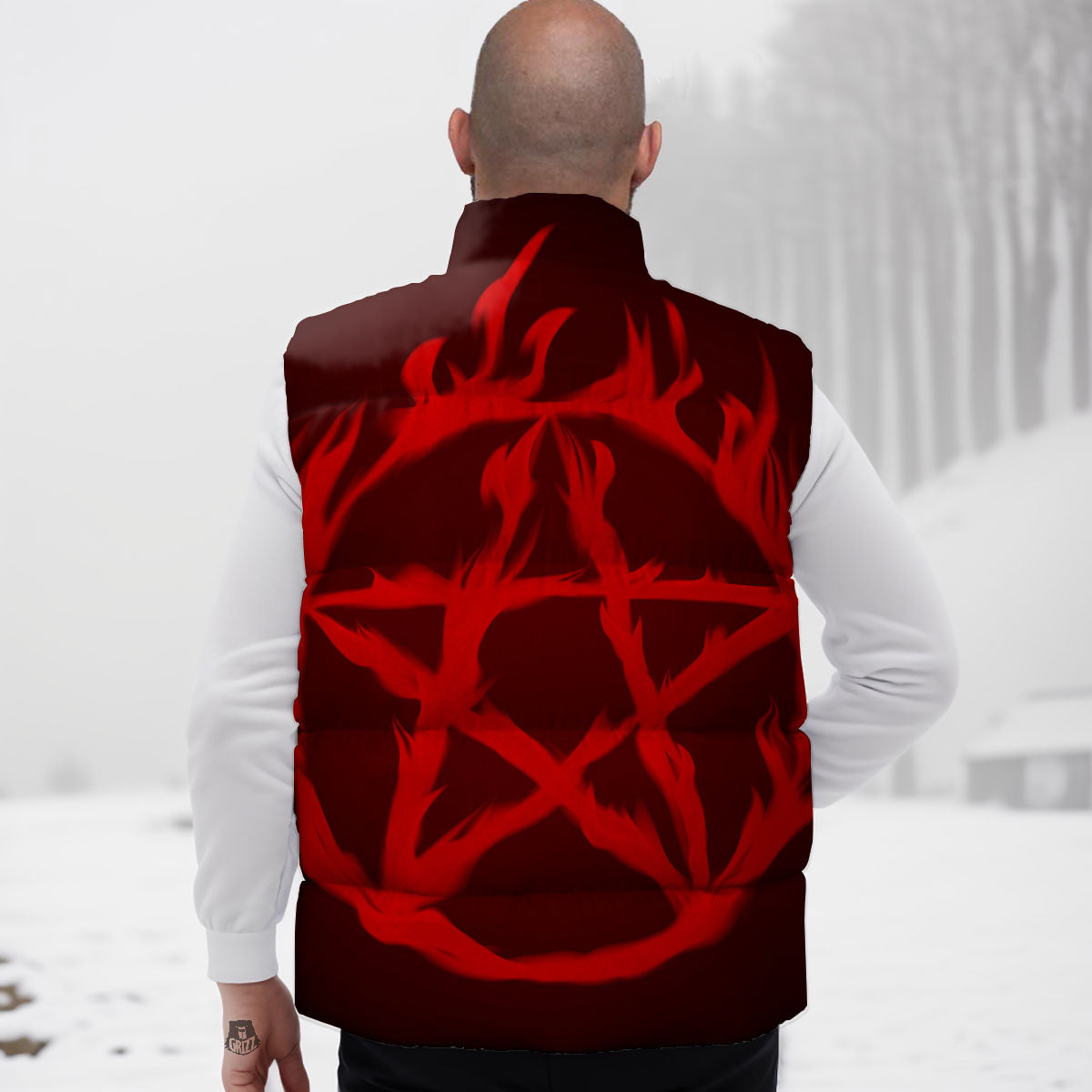 Pentagram Fiery Reversed Print Down Vest