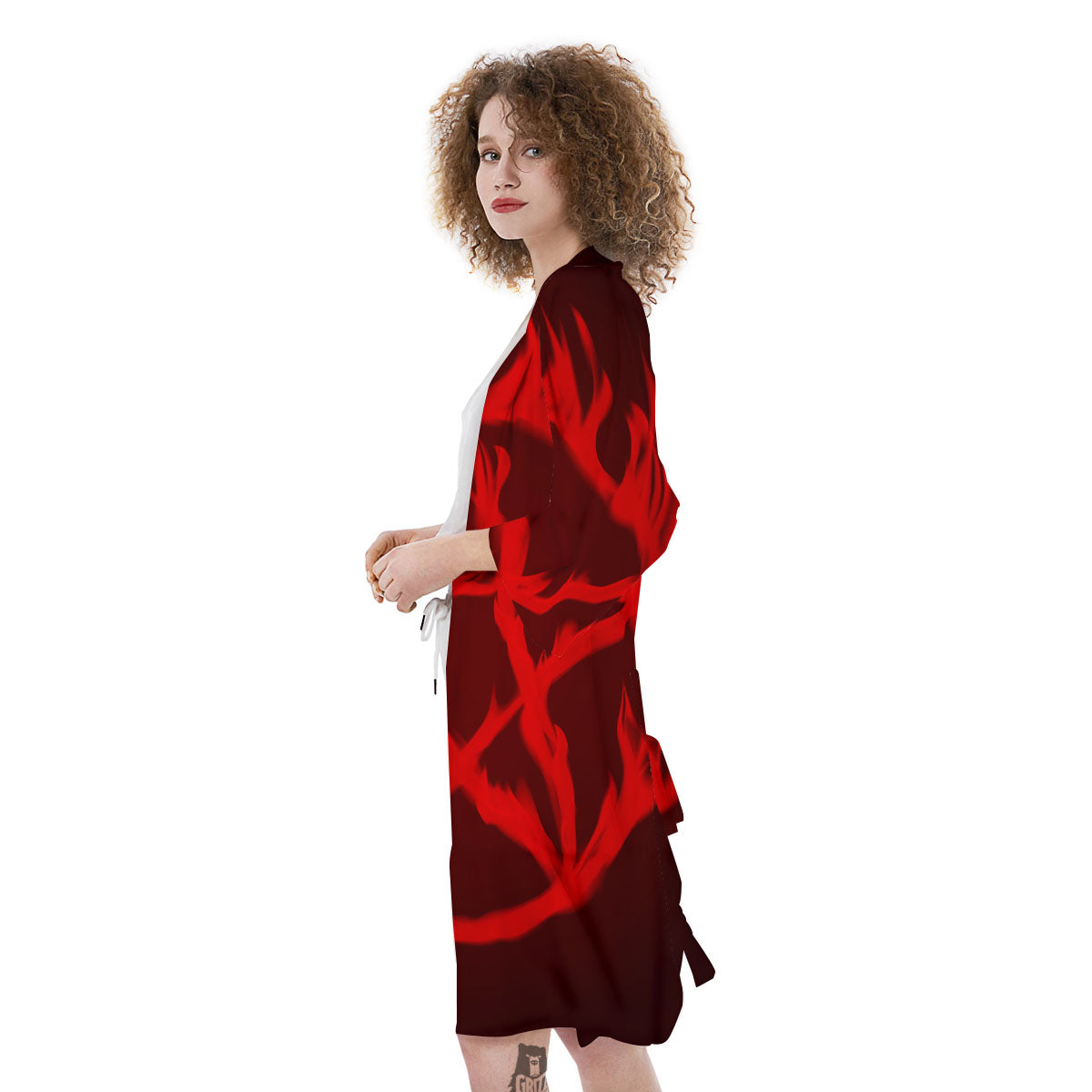 Pentagram Fiery Reversed Print Kimono-grizzshop