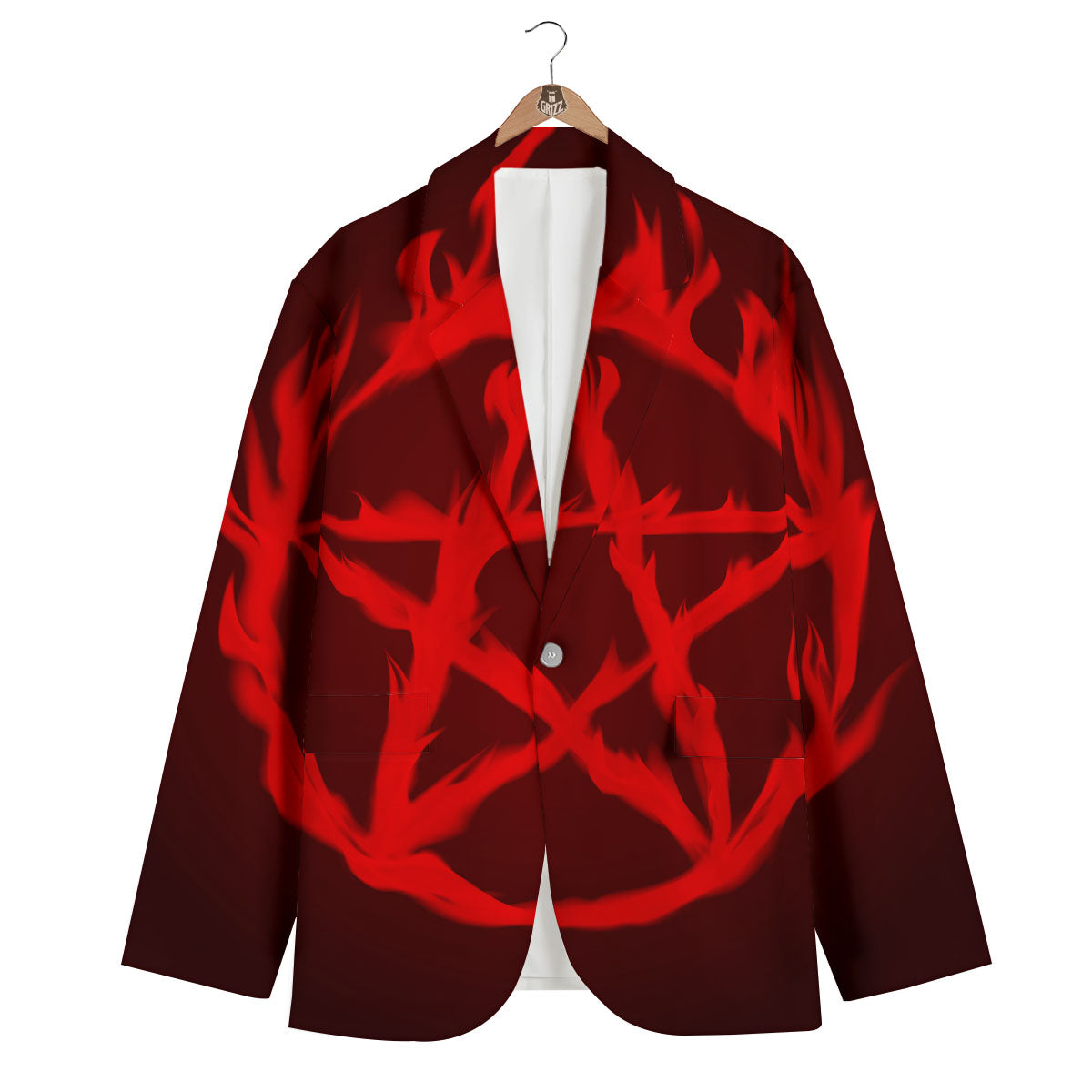 Pentagram Fiery Reversed Print Men's Blazer-grizzshop