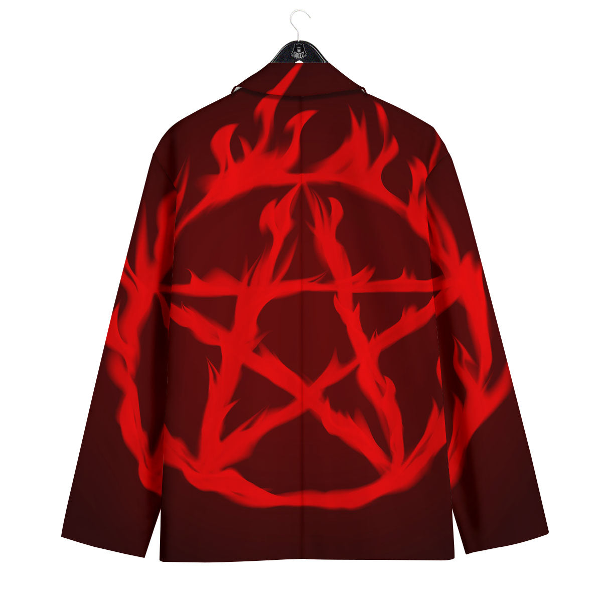 Pentagram Fiery Reversed Print Men's Sport Coat-grizzshop
