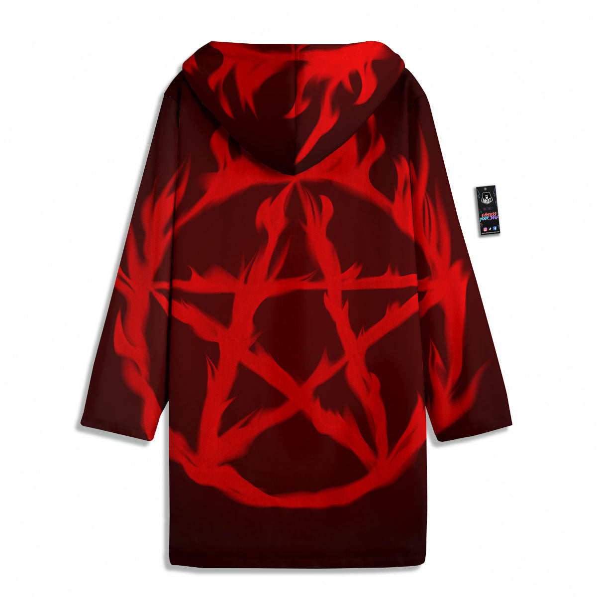 Pentagram Fiery Reversed Print Men's Windbreaker Jacket-grizzshop