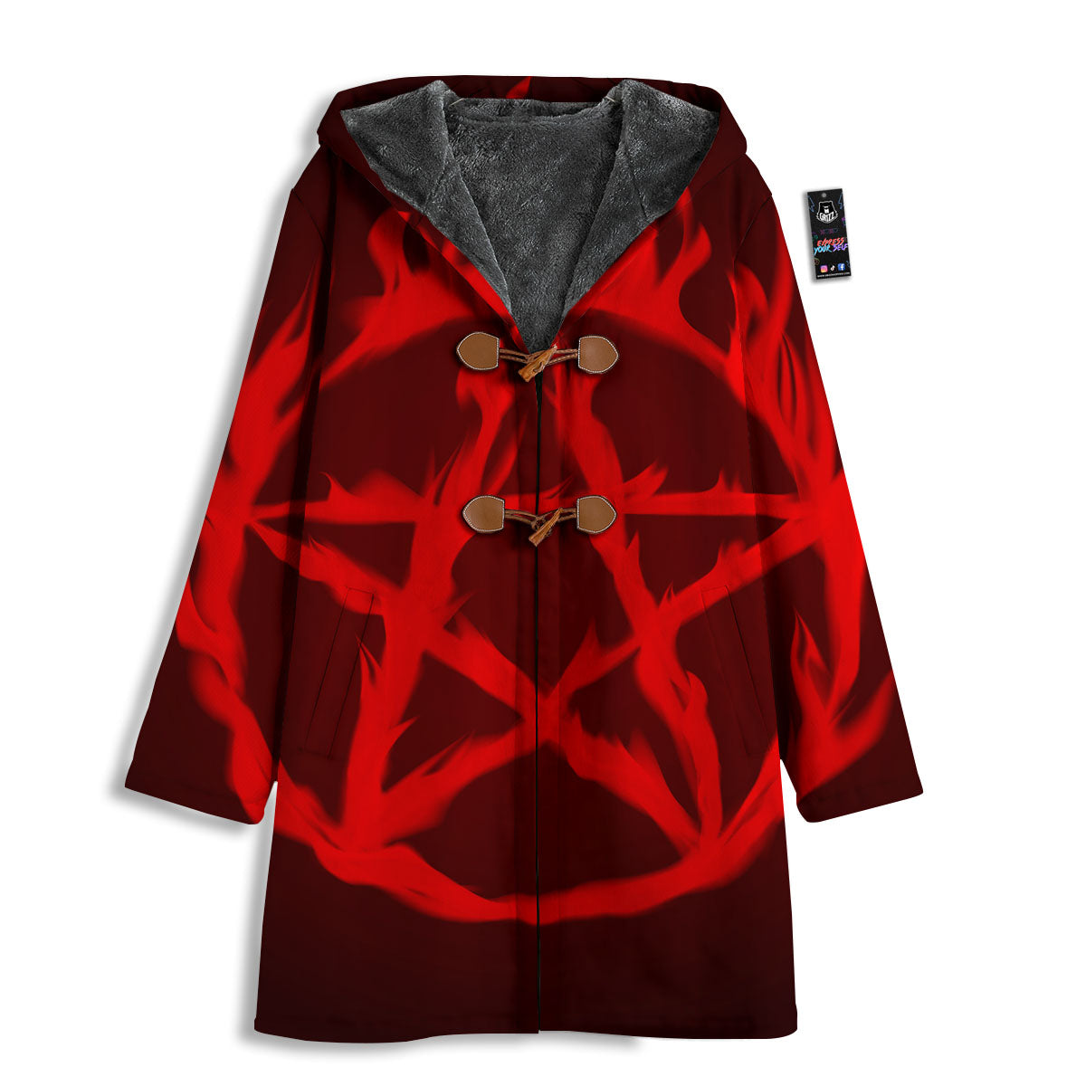 Pentagram Fiery Reversed Print Men's Windbreaker Jacket-grizzshop