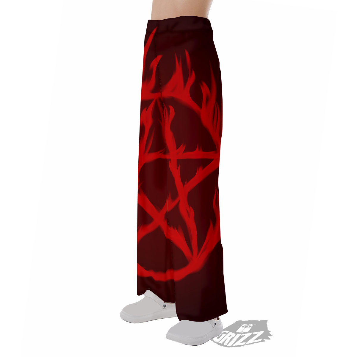Pentagram Fiery Reversed Print Pajama Pants-grizzshop