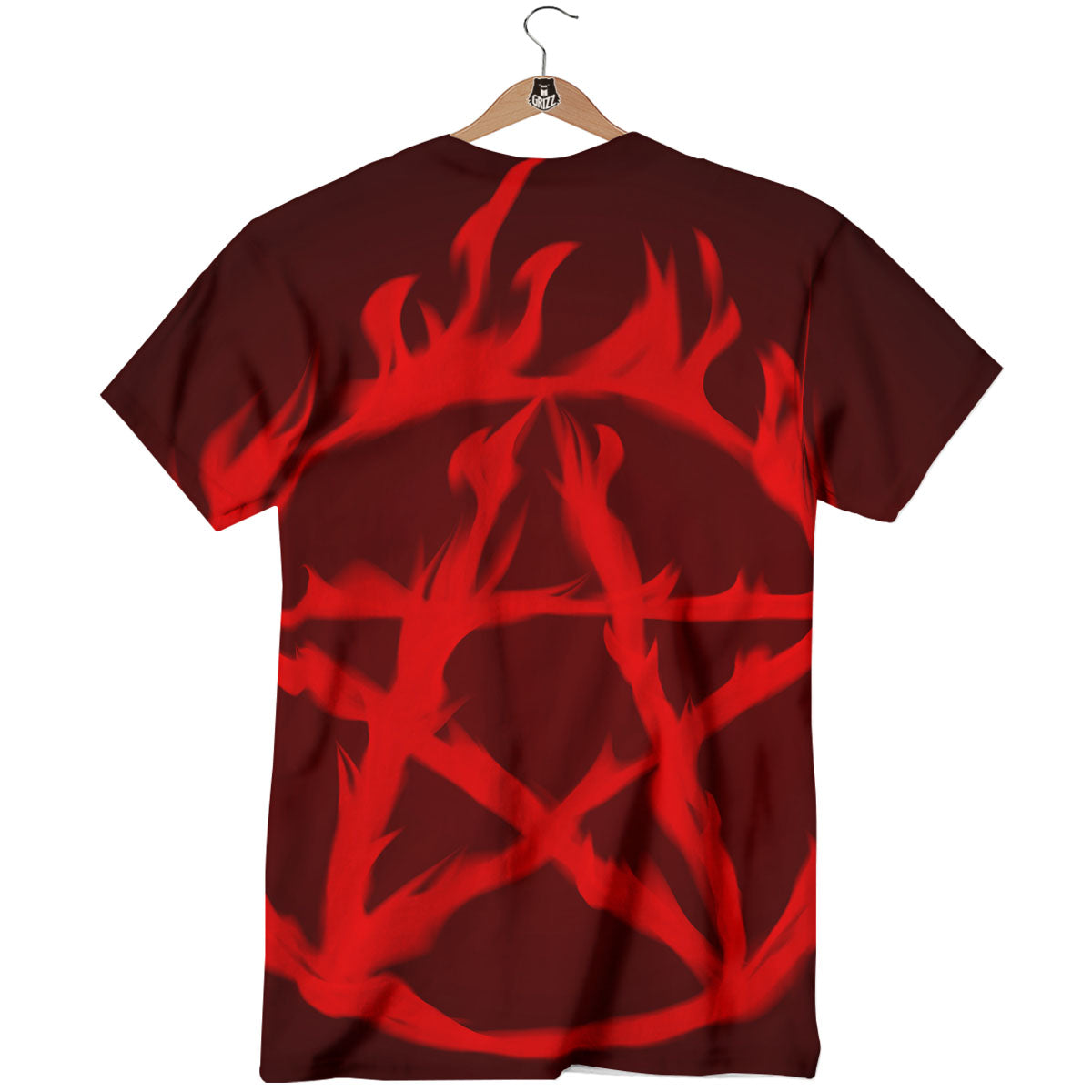 Pentagram Fiery Reversed Print T-Shirt-grizzshop