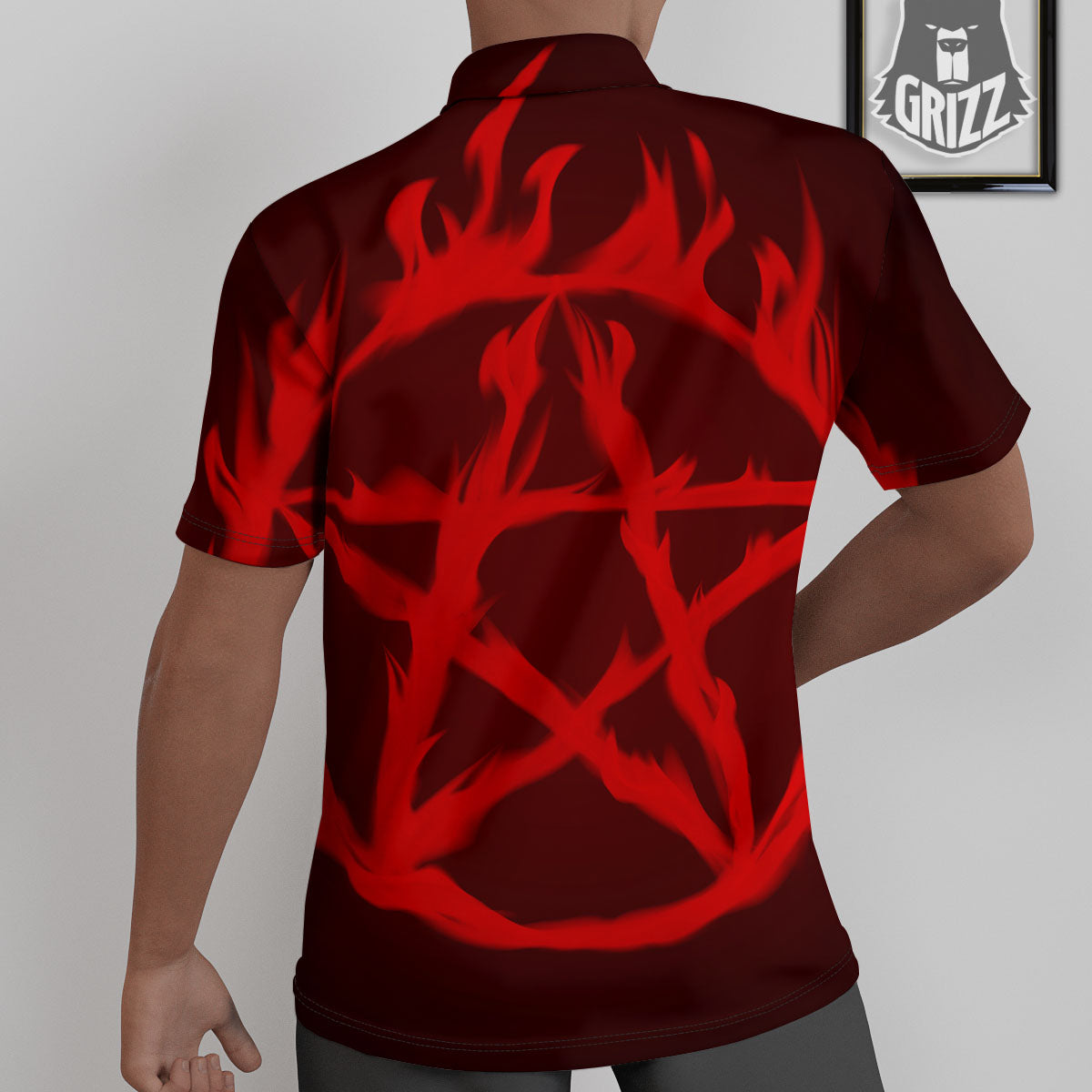 Pentagram Fiery Reversed Print Untucked Shirts-grizzshop