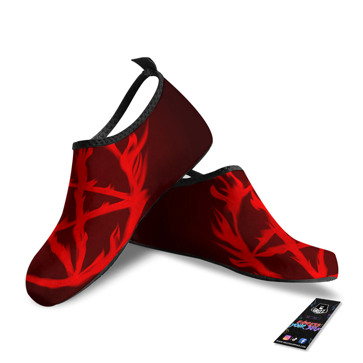 Pentagram Fiery Reversed Print Water Shoes-grizzshop