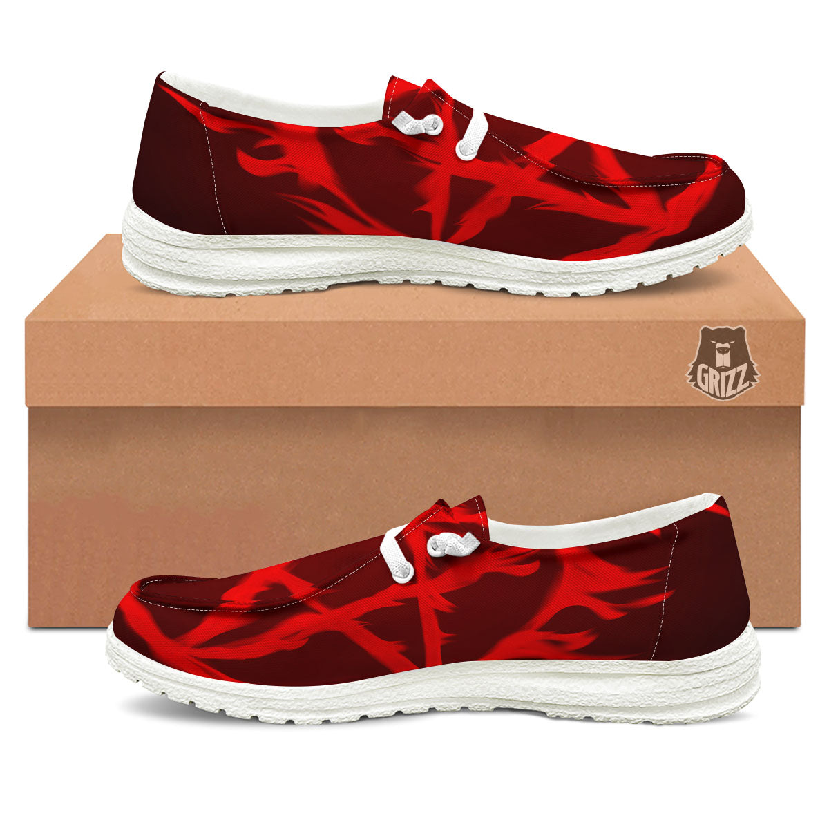 Pentagram Fiery Reversed Print White Loafers-grizzshop