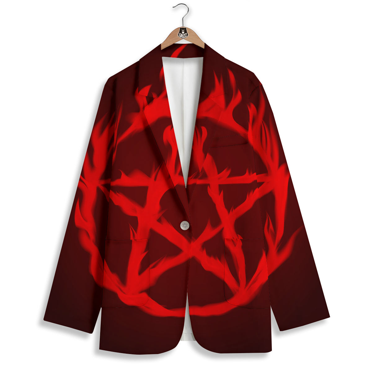 Pentagram Fiery Reversed Print Women's Blazer-grizzshop