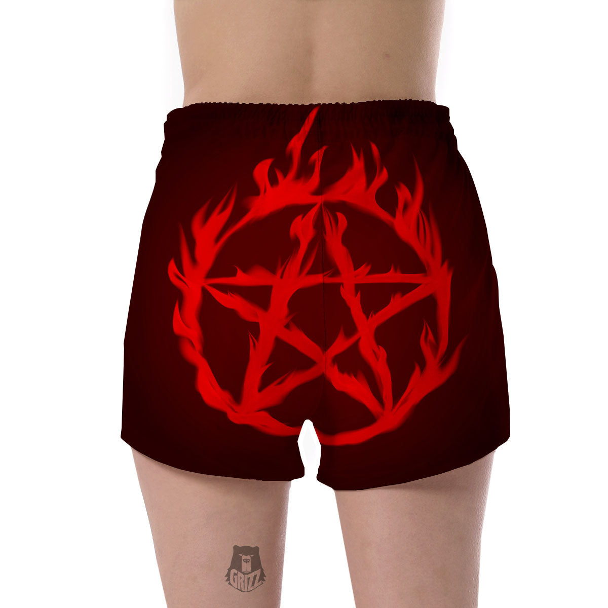 Pentagram Fiery Reversed Print Women's Shorts-grizzshop
