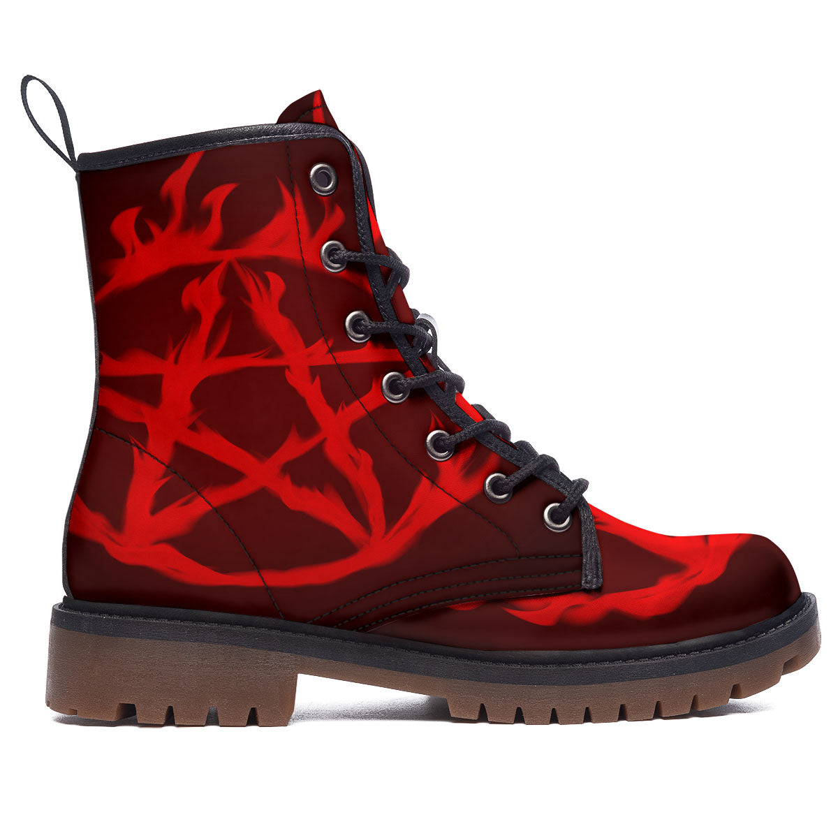 Pentagram Fiery Reversed Print Work Boots-grizzshop
