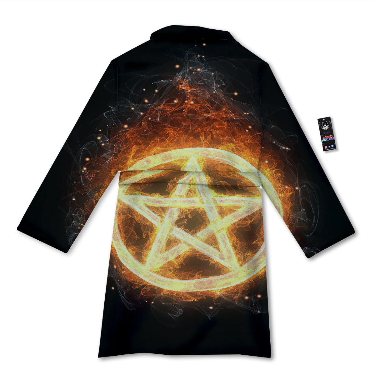 Pentagram Flame Print Bathrobe-grizzshop