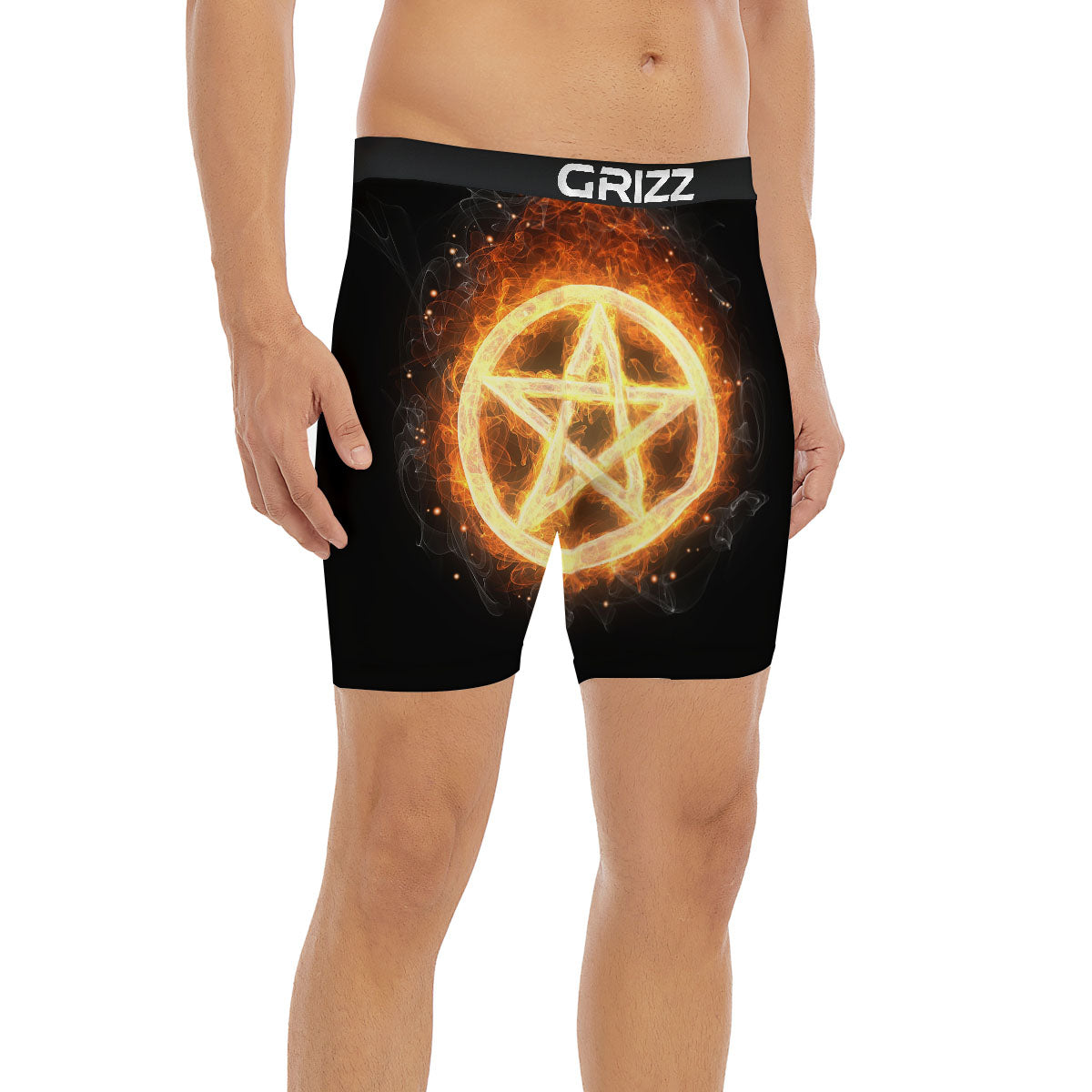 Pentagram Flame Print Boxer Briefs-grizzshop