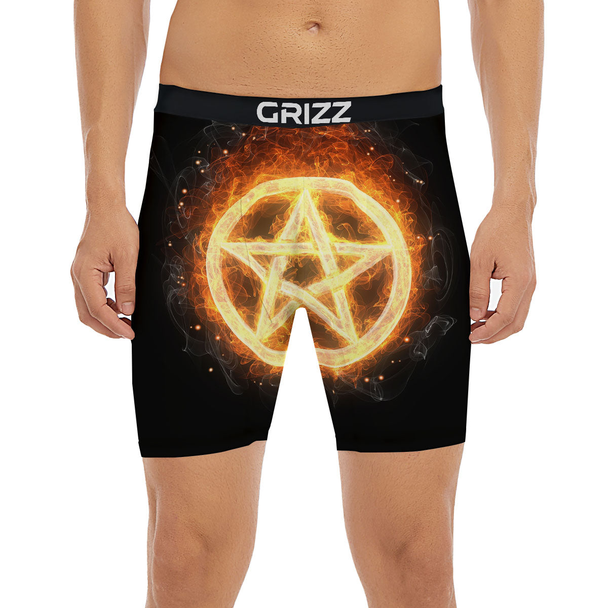 Pentagram Flame Print Boxer Briefs-grizzshop