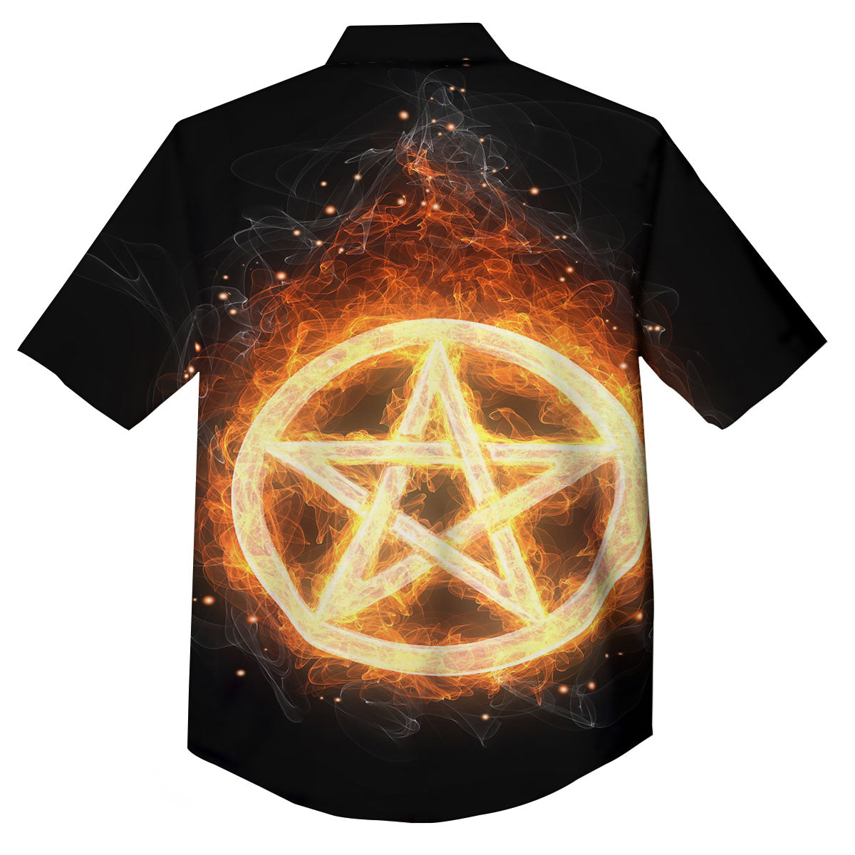 Pentagram Flame Print Button Up Shirt-grizzshop