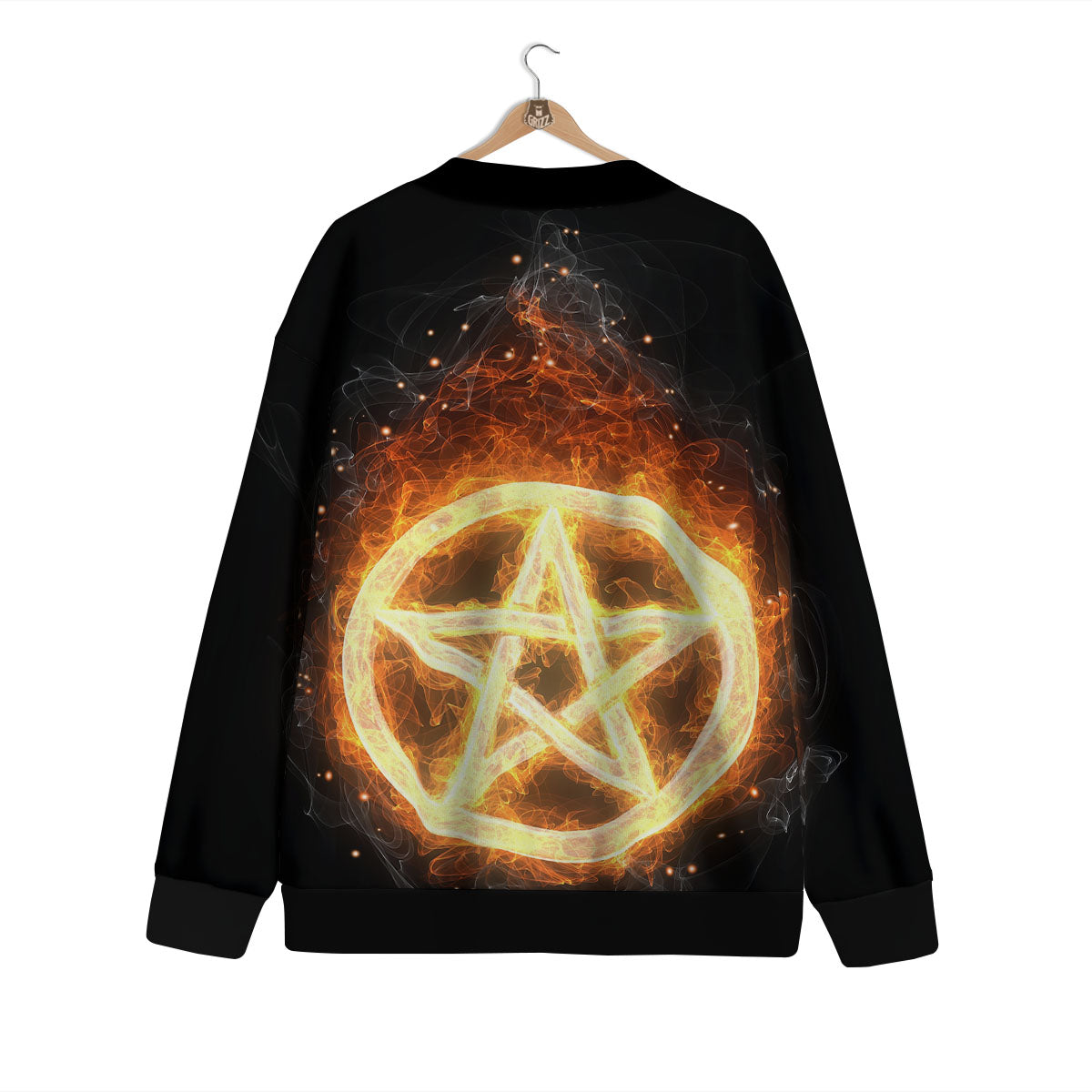 Pentagram Flame Print Cardigan-grizzshop