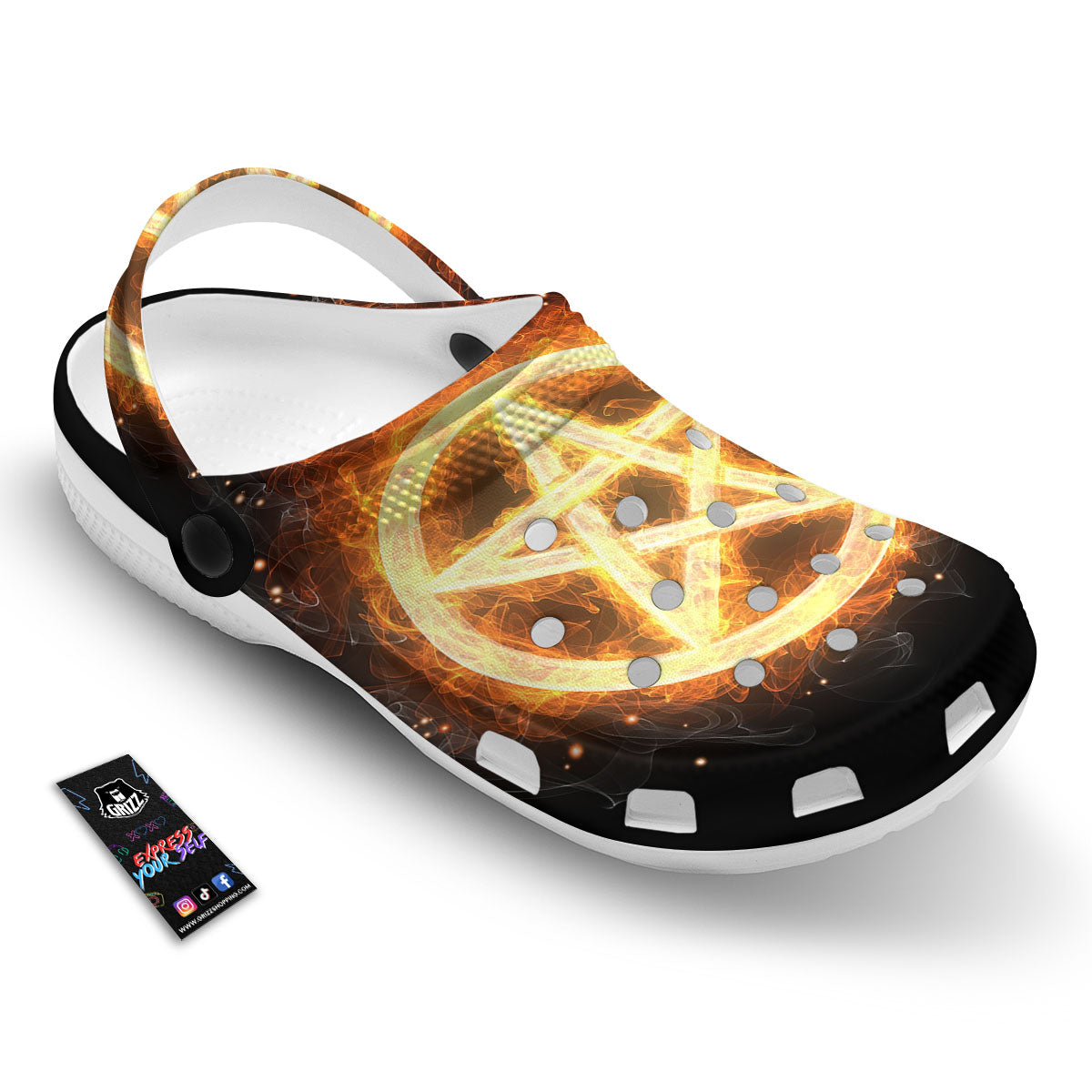 Pentagram Flame Print Clog-grizzshop