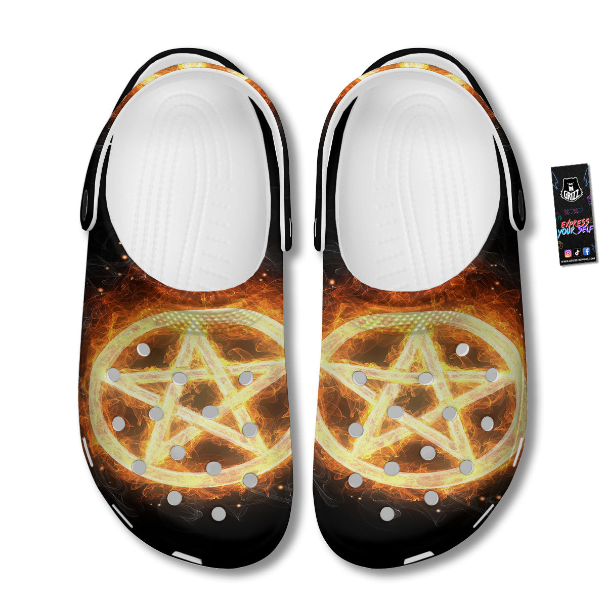 Pentagram Flame Print Clog-grizzshop