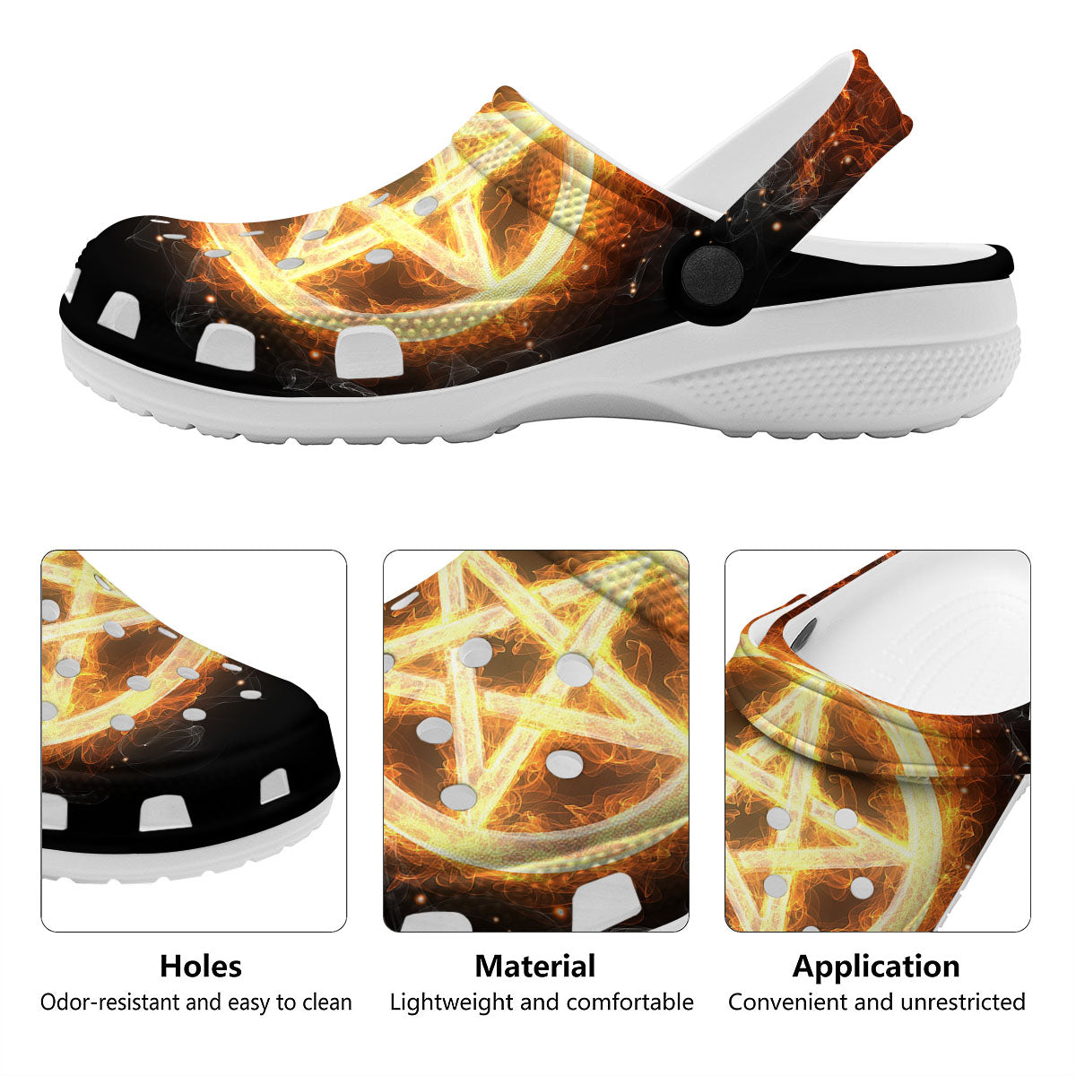 Pentagram Flame Print Clog-grizzshop