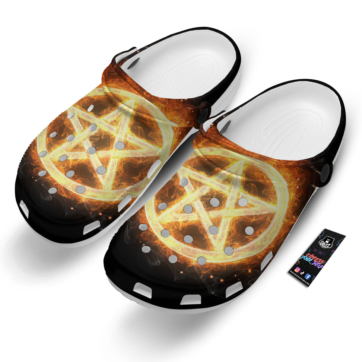 Pentagram Flame Print Clog-grizzshop